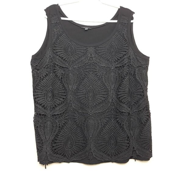 Lane Bryant Black Crochet Front Tank Top Sz 22/24 - Picture 2 of 9